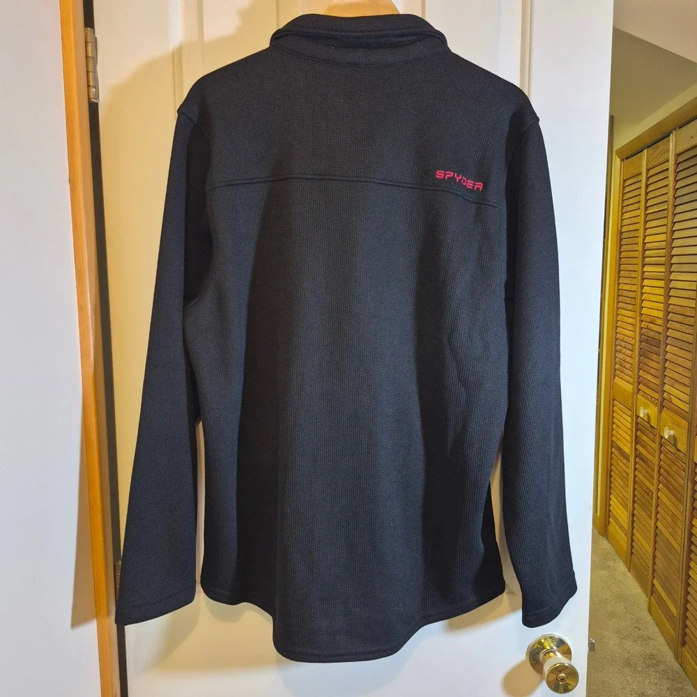 Spyder Mens Black Waffle Knit Fleece‎ Lined Snap Front Shirt Jacket Large NEW
